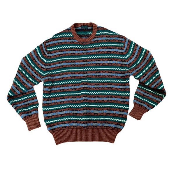 Arrow Sweaters - Vintage Arrow Multi Color Fair Isle Crew Neck Long Sleeve Acrylic Sweater 2X